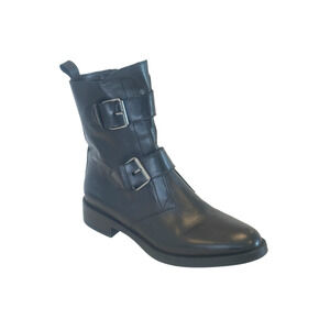 Sleek Black Buckle Combat Boots